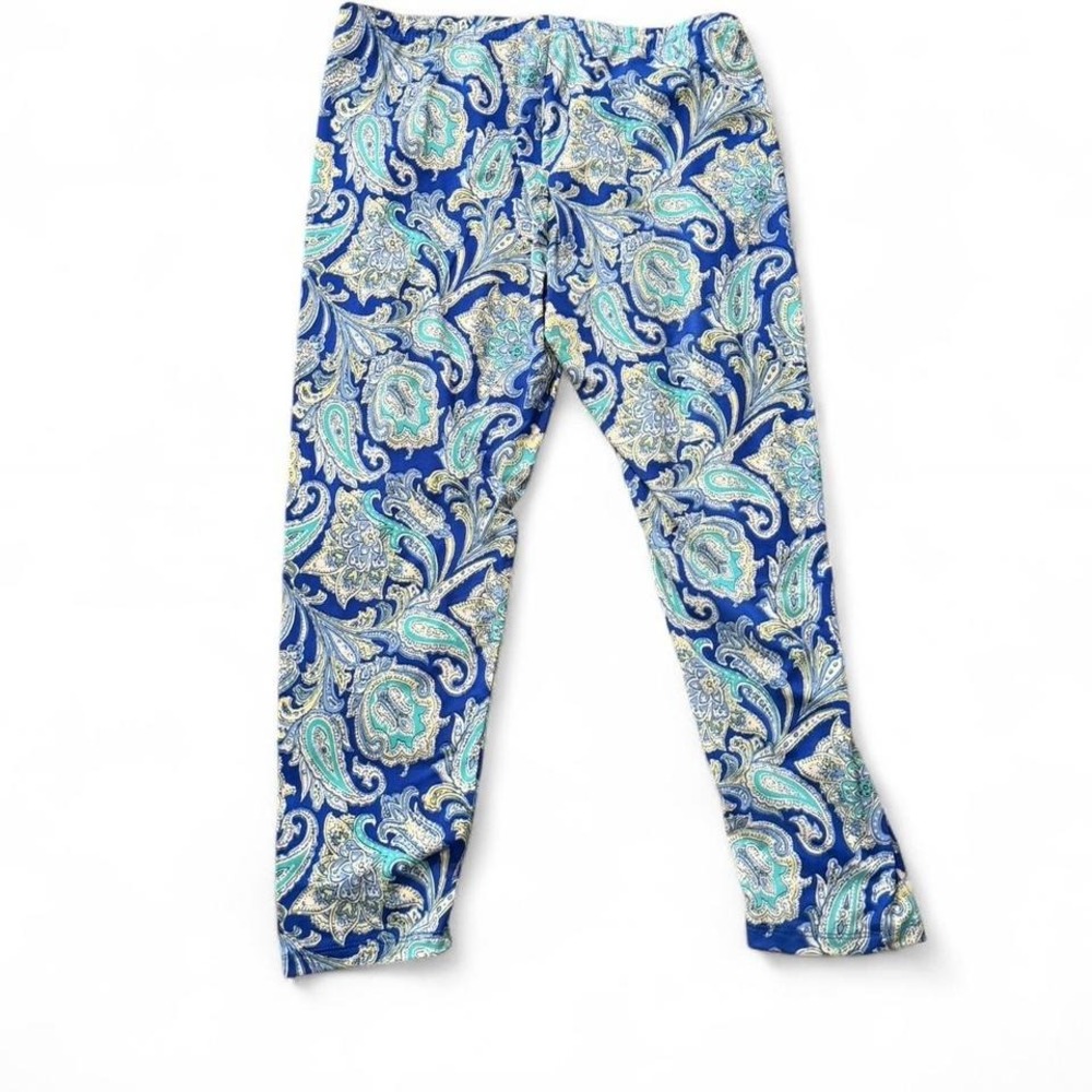 French Laundry Blue & Green Paisley Printed Capri Leggings - Picture 3 of 9